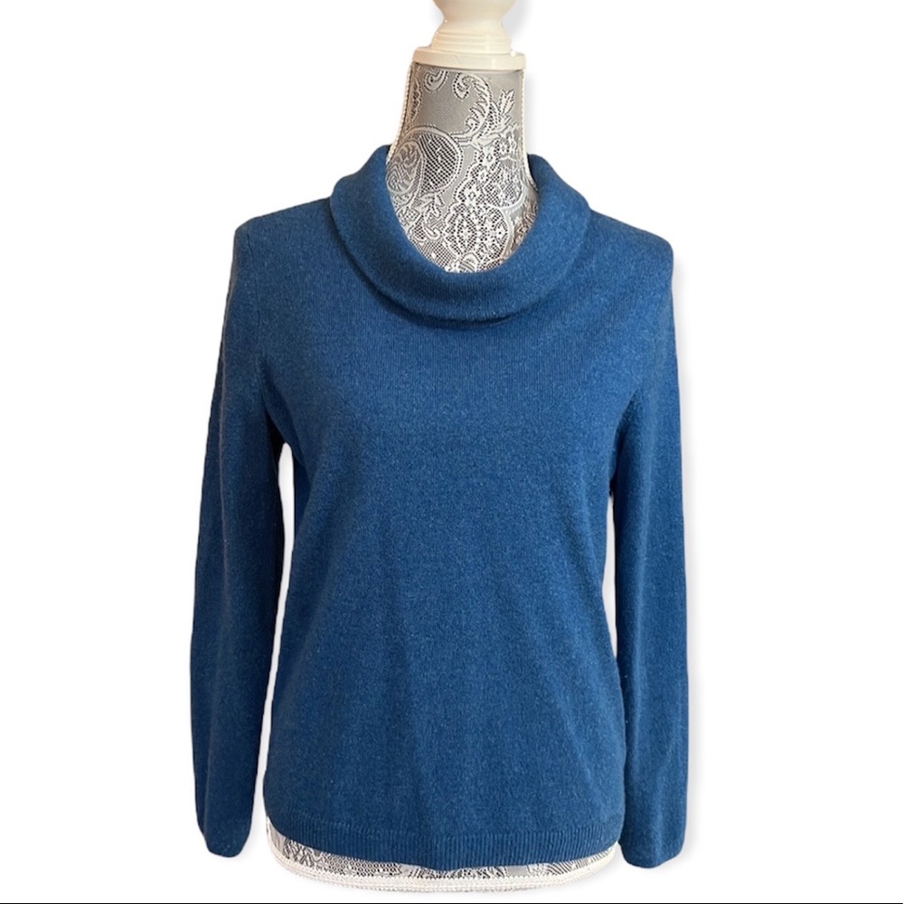 Talbots petites pure cashmere blue sweater size Mp - Picture 2 of 10